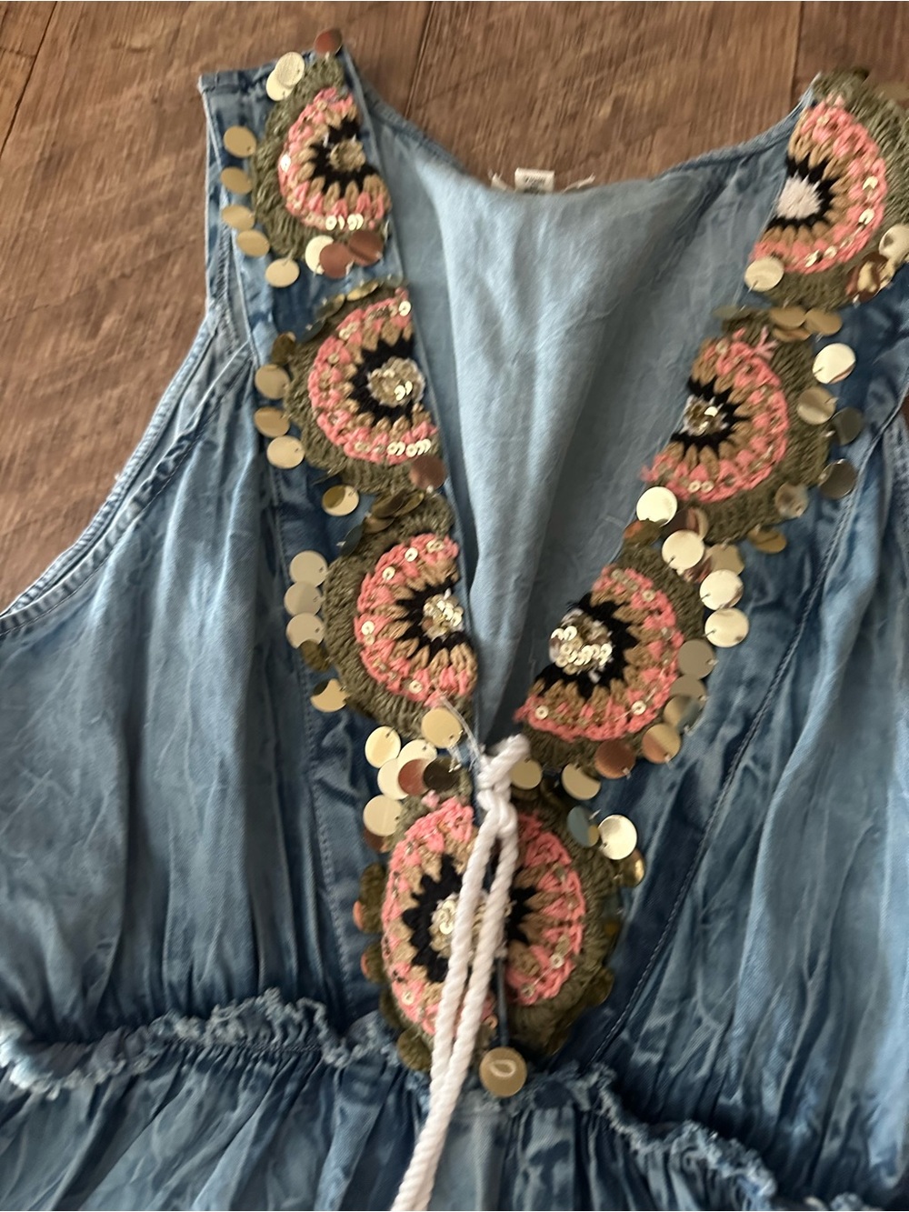 Blue Embroidered Tassel Maxi Dress - Picture 4 of 9
